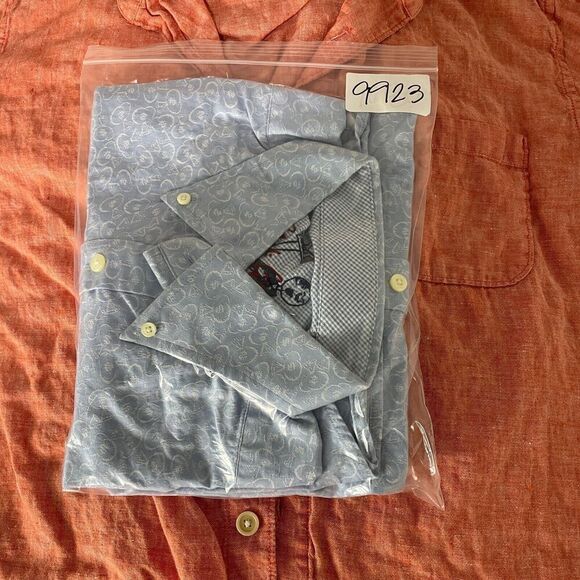 Robert Graham Shirt Mens Extra Large Blue Wall Street Money Bags Long Sleeve - Picture 12 of 12